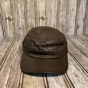 Brown Newsboy/Cabbie Type Hat Basket Weave Adjustable